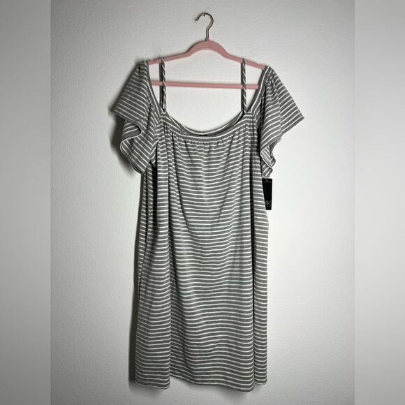 MIK Striped Dress NWT open Shoulders Size 20W - Picture 1 of 10